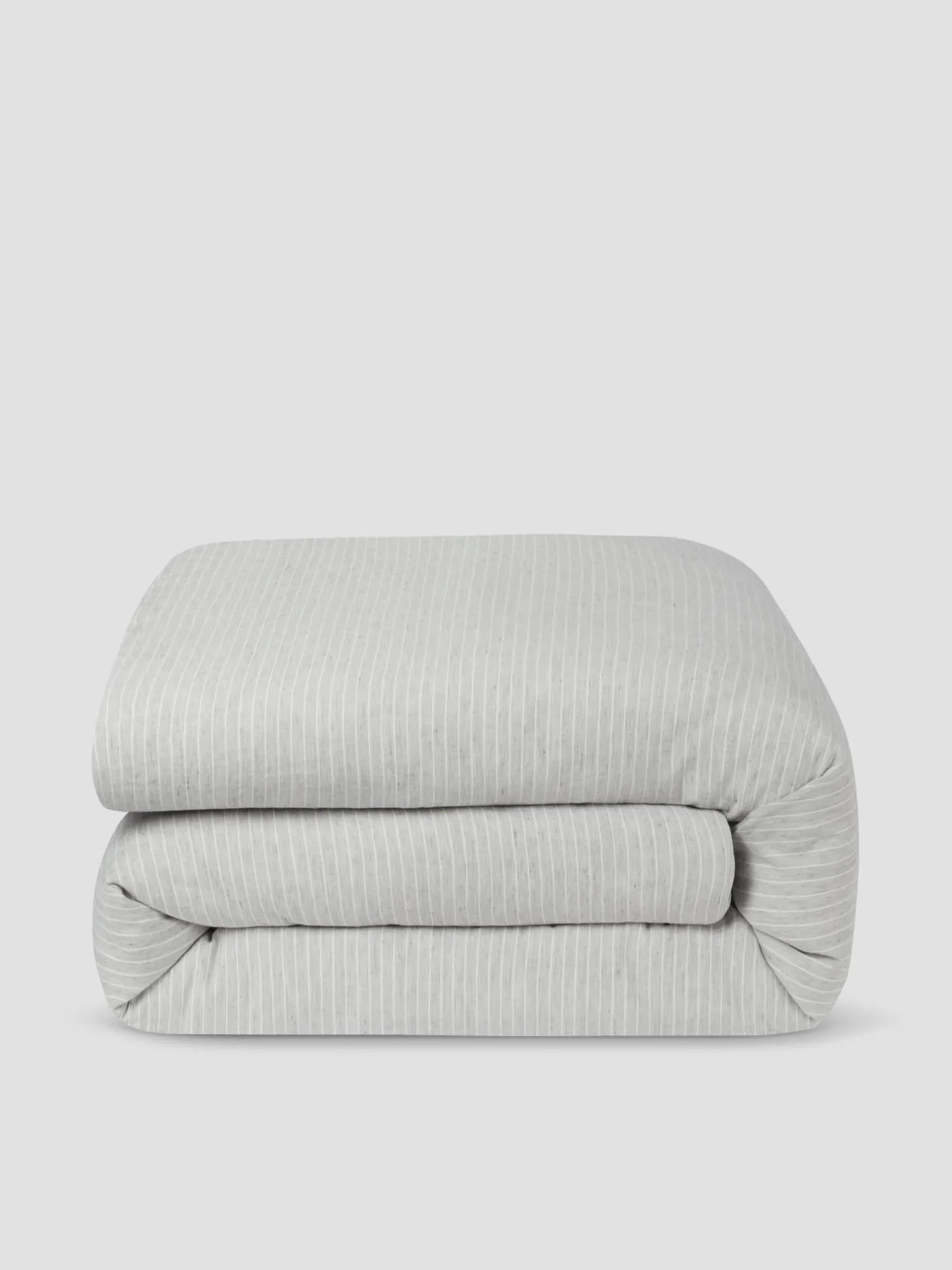 Gray Mini Stripe Linen Blend Duvet Cover