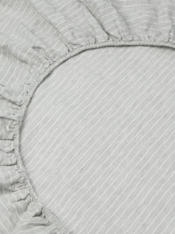 Gray Mini Stripe Linen Blend Fitted Sheet