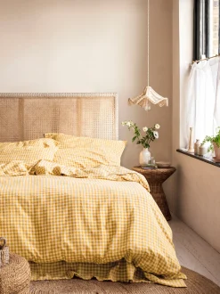 Honey Gingham Linen Blend Duvet Cover