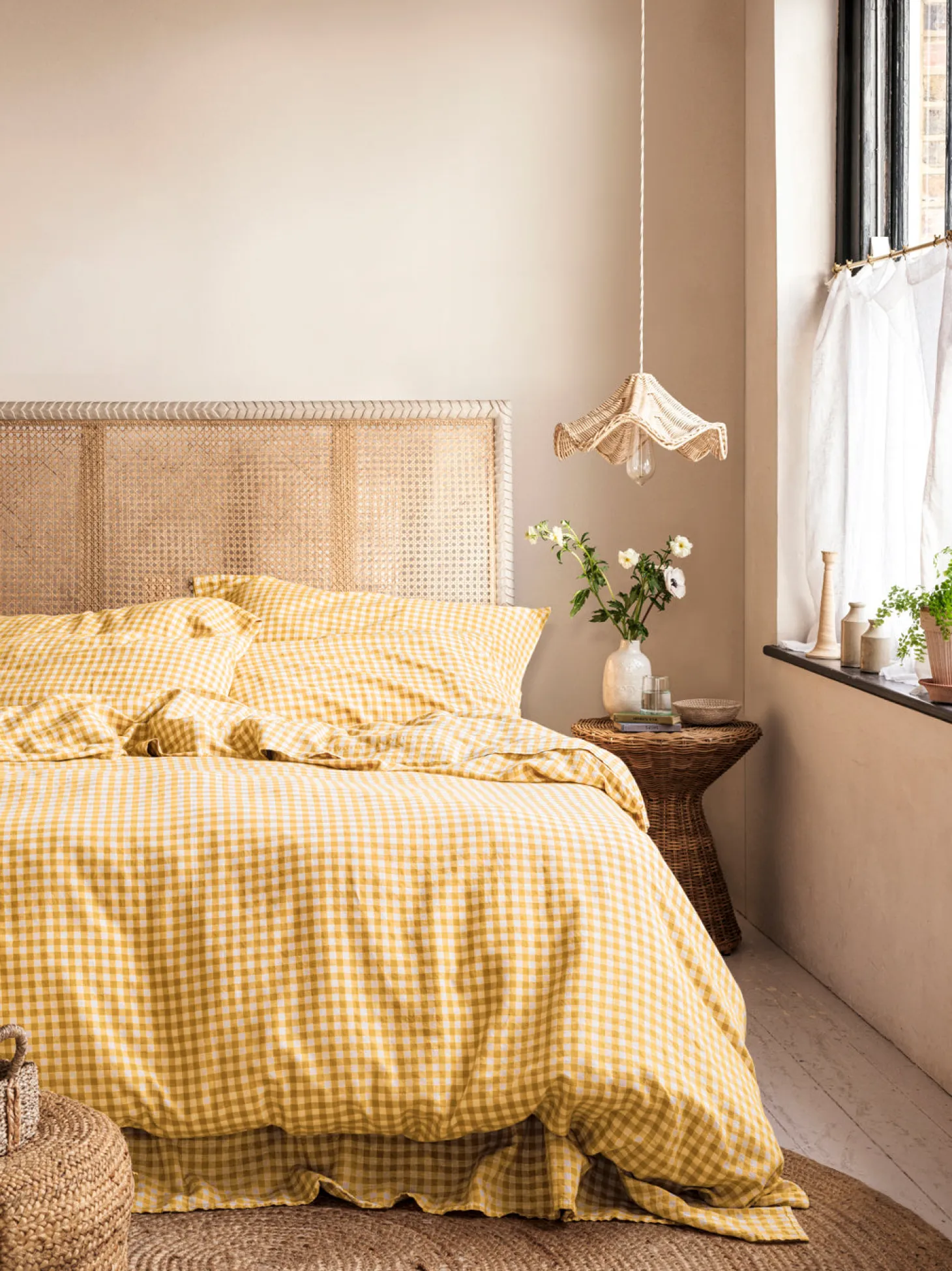 Honey Gingham Linen Blend Duvet Cover
