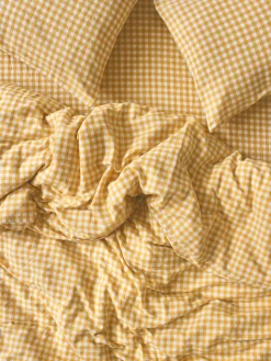 Honey Gingham Linen Blend Duvet Cover