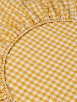 Honey Gingham Linen Blend Fitted Sheet