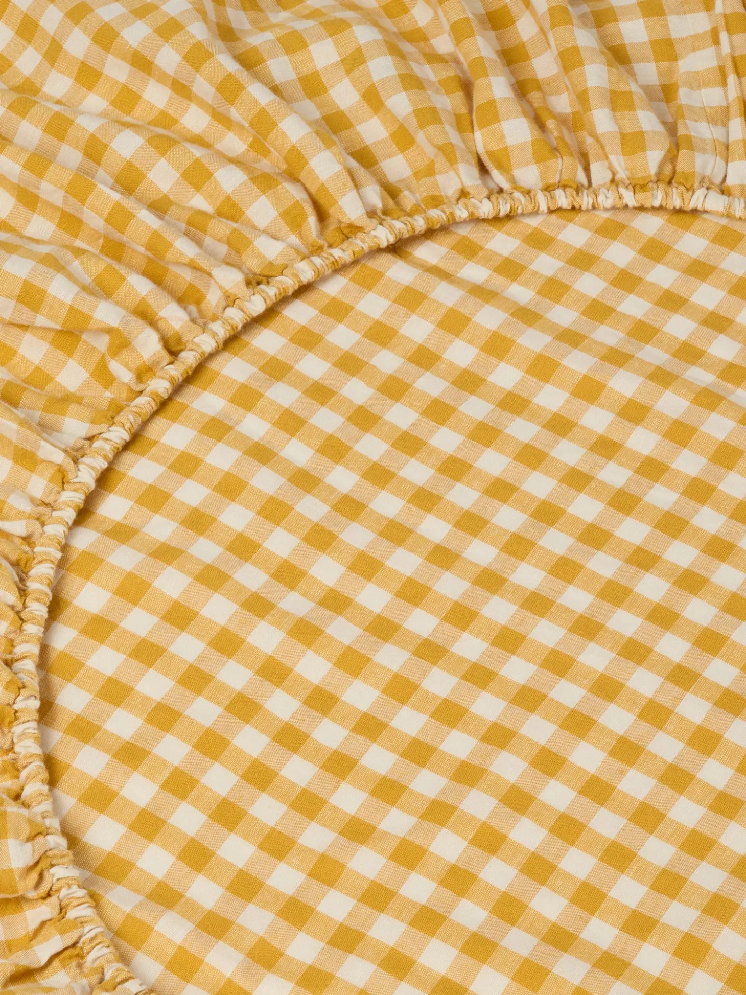 Honey Gingham Linen Blend Fitted Sheet