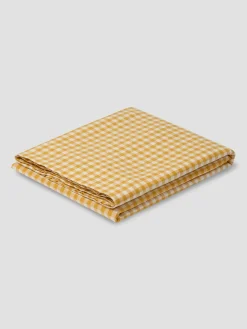Honey Gingham Linen Blend Flat Sheet