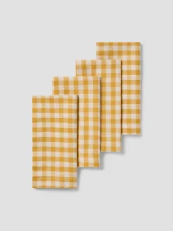 Honey Gingham Linen Blend Napkins Set of 4