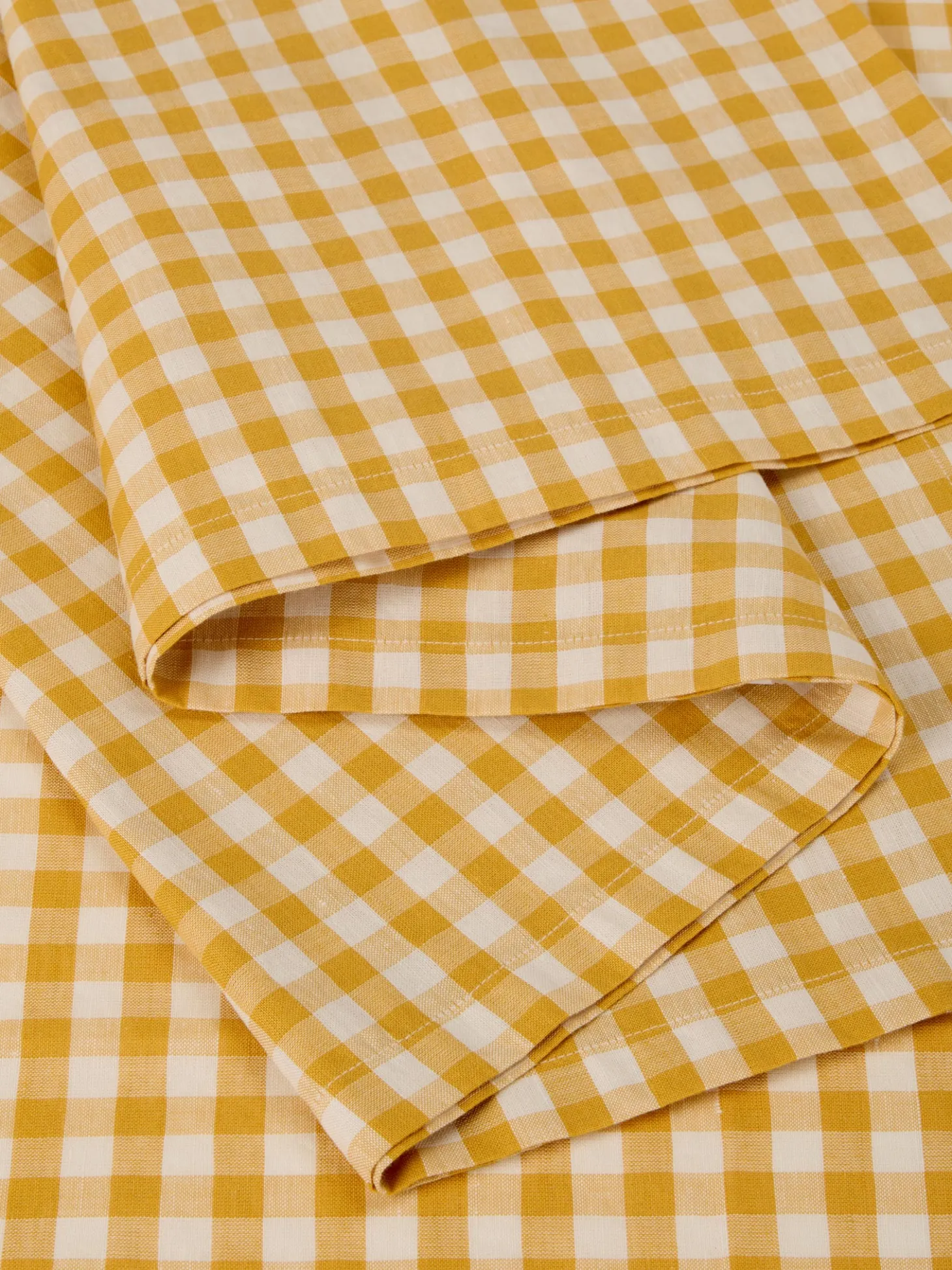Honey Gingham Linen Blend Table Runner