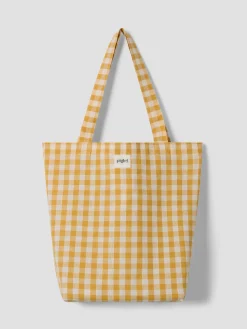 Honey Gingham Linen Blend Tote Bag