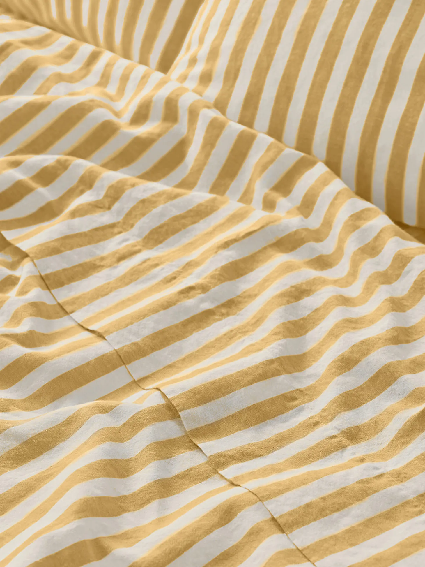 Honey Pembroke Stripe Linen Blend Flat Sheet