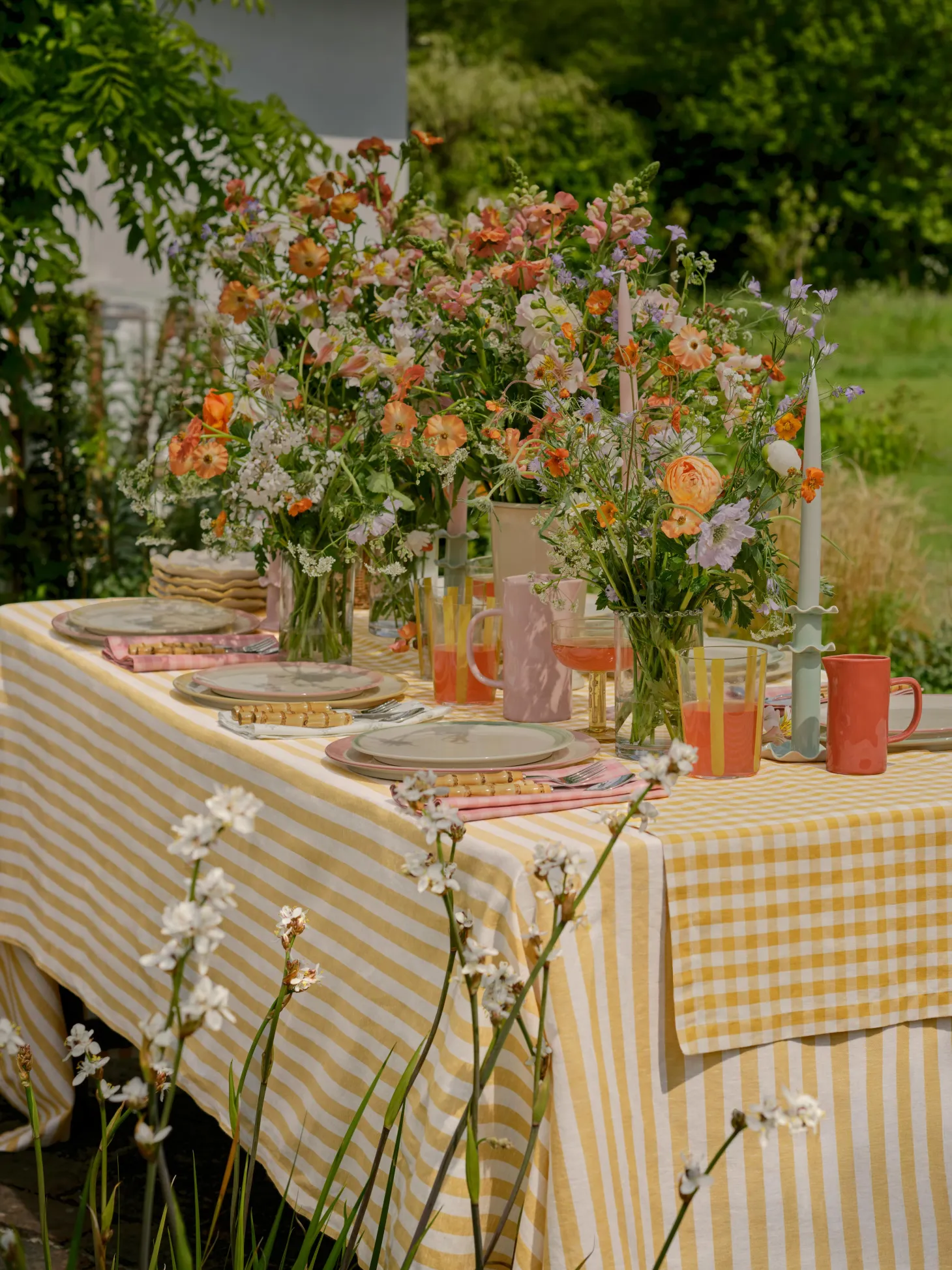 Honey Pembroke Stripe Linen Blend Tablecloth