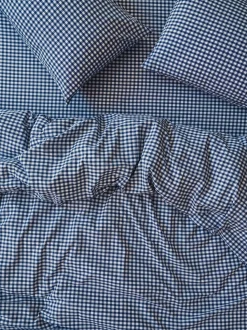 Indigo Small Gingham Cotton Duvet Cover