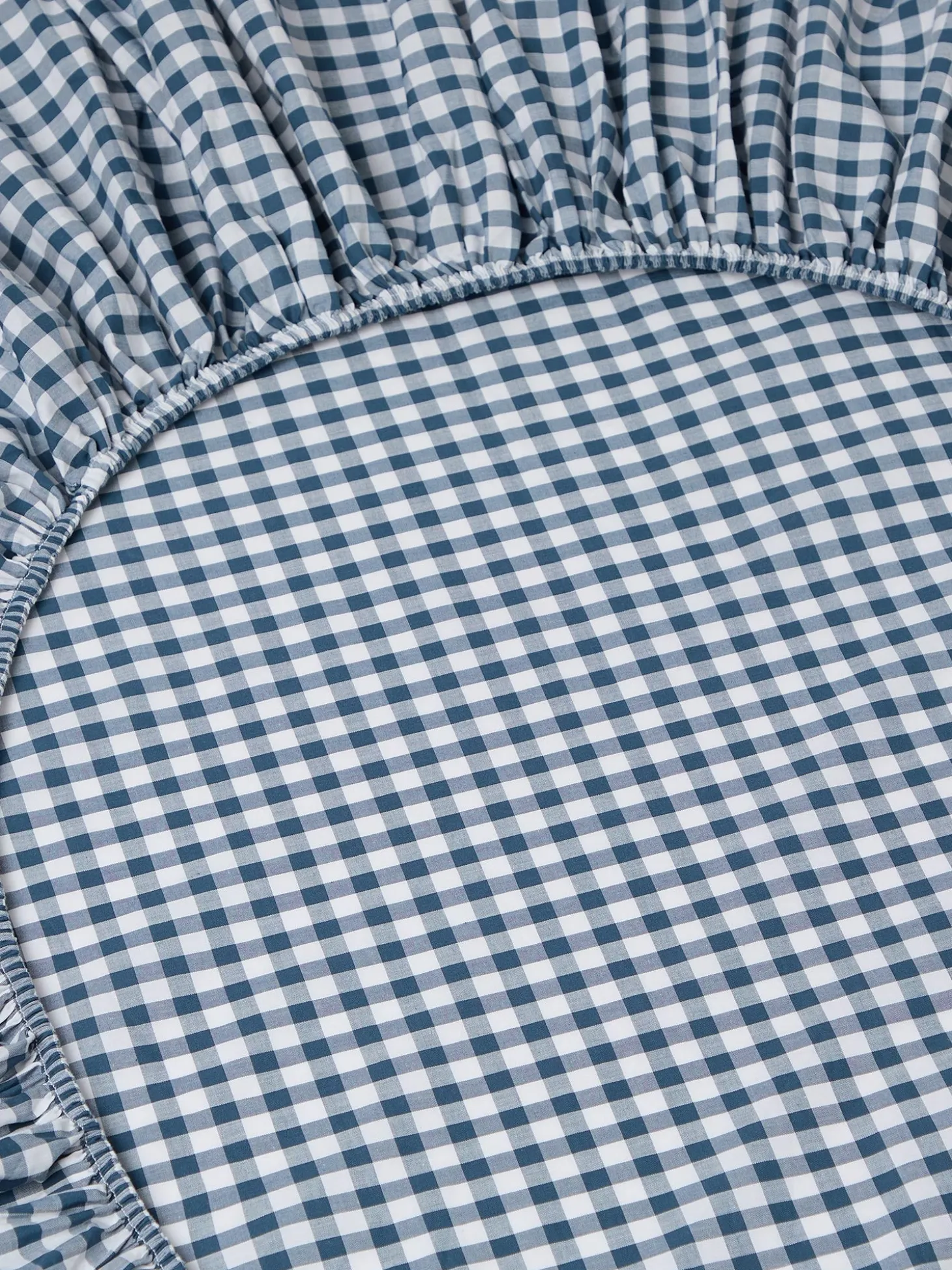 Indigo Small Gingham Cotton Fitted Sheet