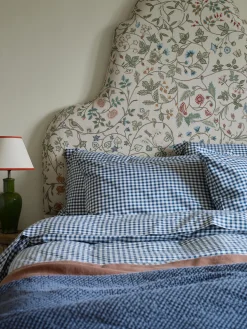 Indigo Small Gingham Cotton Pillowcases (Pair)