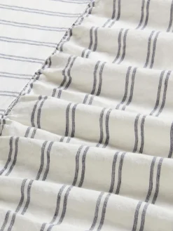 Ivory Kemptown Stripe 100% Linen Bed Skirt