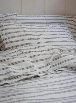 Ivory Kemptown Stripe Linen Blend Pillowcase (Pair)