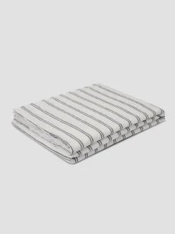 Ivory Kemptown Stripe Linen Blend Flat Sheet