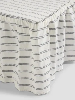 Ivory Kemptown Stripe Linen Blend Bed Skirt