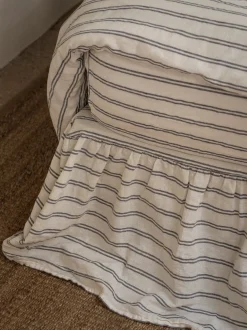 Ivory Kemptown Stripe Linen Blend Bed Skirt