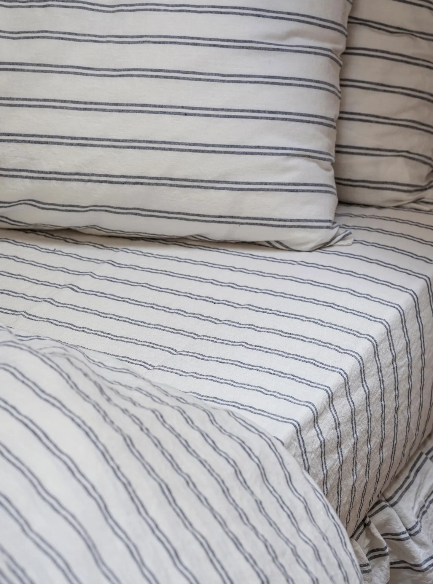 Ivory Kemptown Stripe 100% Linen Fitted Sheet