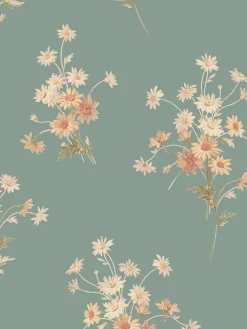 Laurel Green Daisy Bouquet Wallpaper
