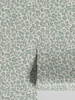 Laurel Green Meadow Floral Wallpaper