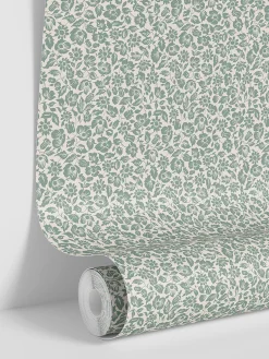 Laurel Green Meadow Floral Wallpaper