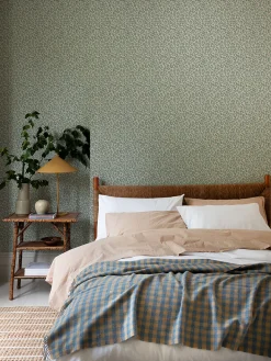 Laurel Green Meadow Floral Wallpaper