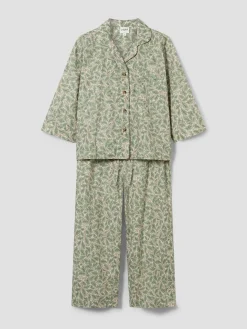 Leafy Arbour Oak Cotton Cropped Pants Set