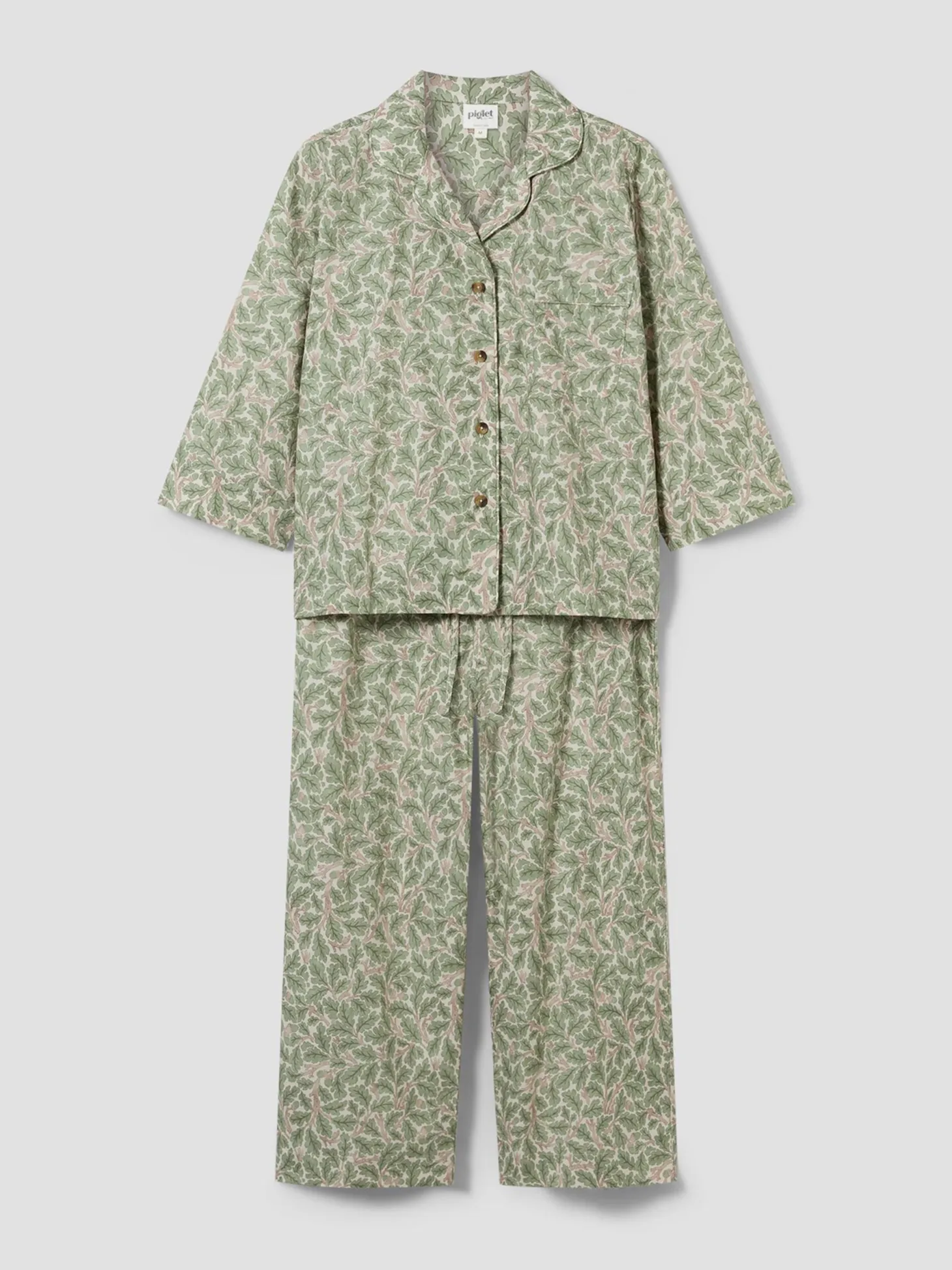 Leafy Arbour Oak Cotton Cropped Pants Set