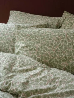 Leafy Arbour Oak Washed Cotton Percale Pillowcases (Pair)