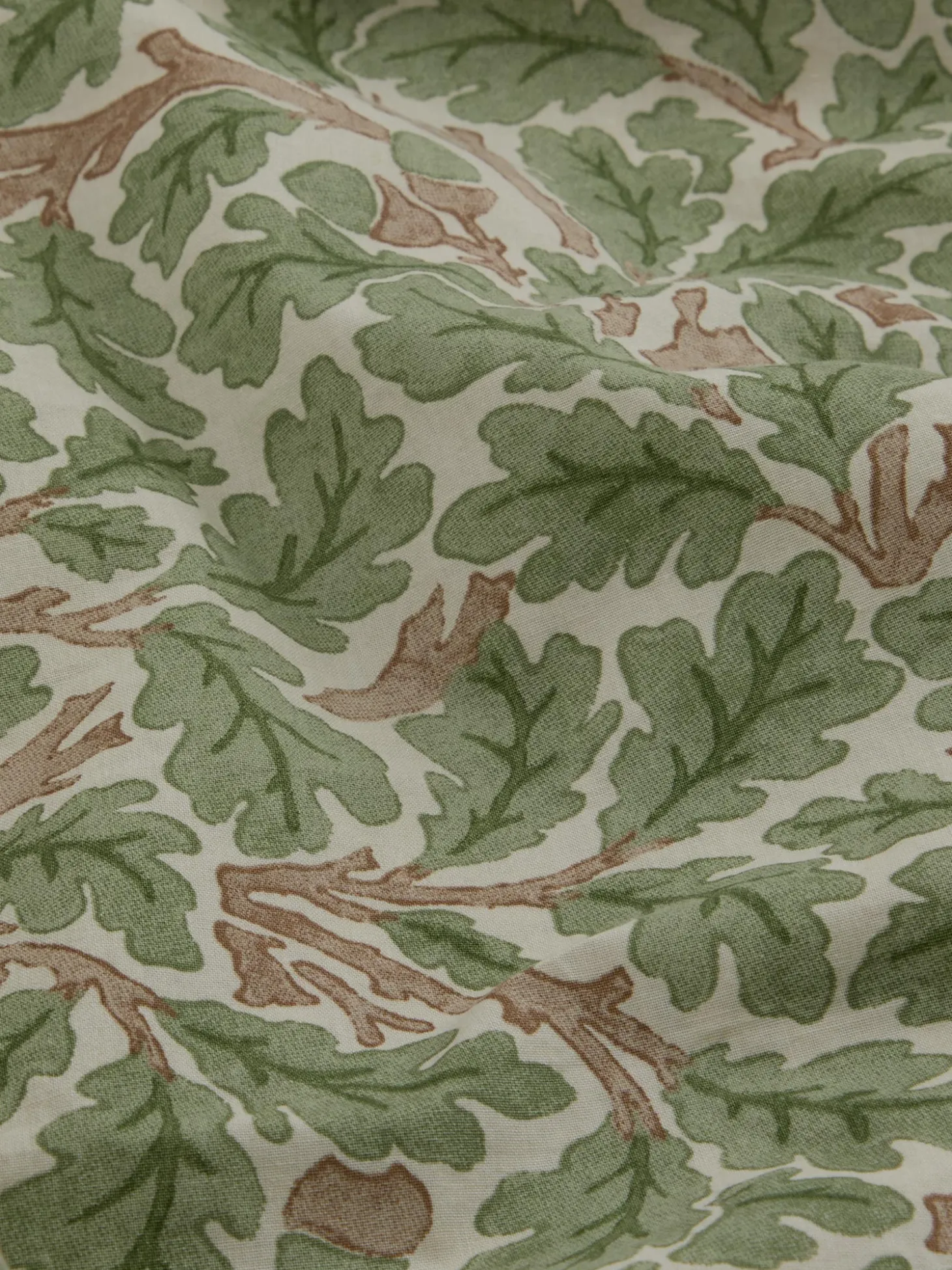 Leafy Arbour Oak Washed Cotton Percale Pillowcases (Pair)