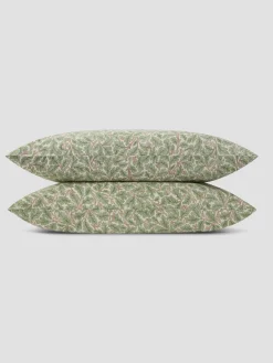 Leafy Arbour Oak Washed Cotton Percale Pillowcases (Pair)