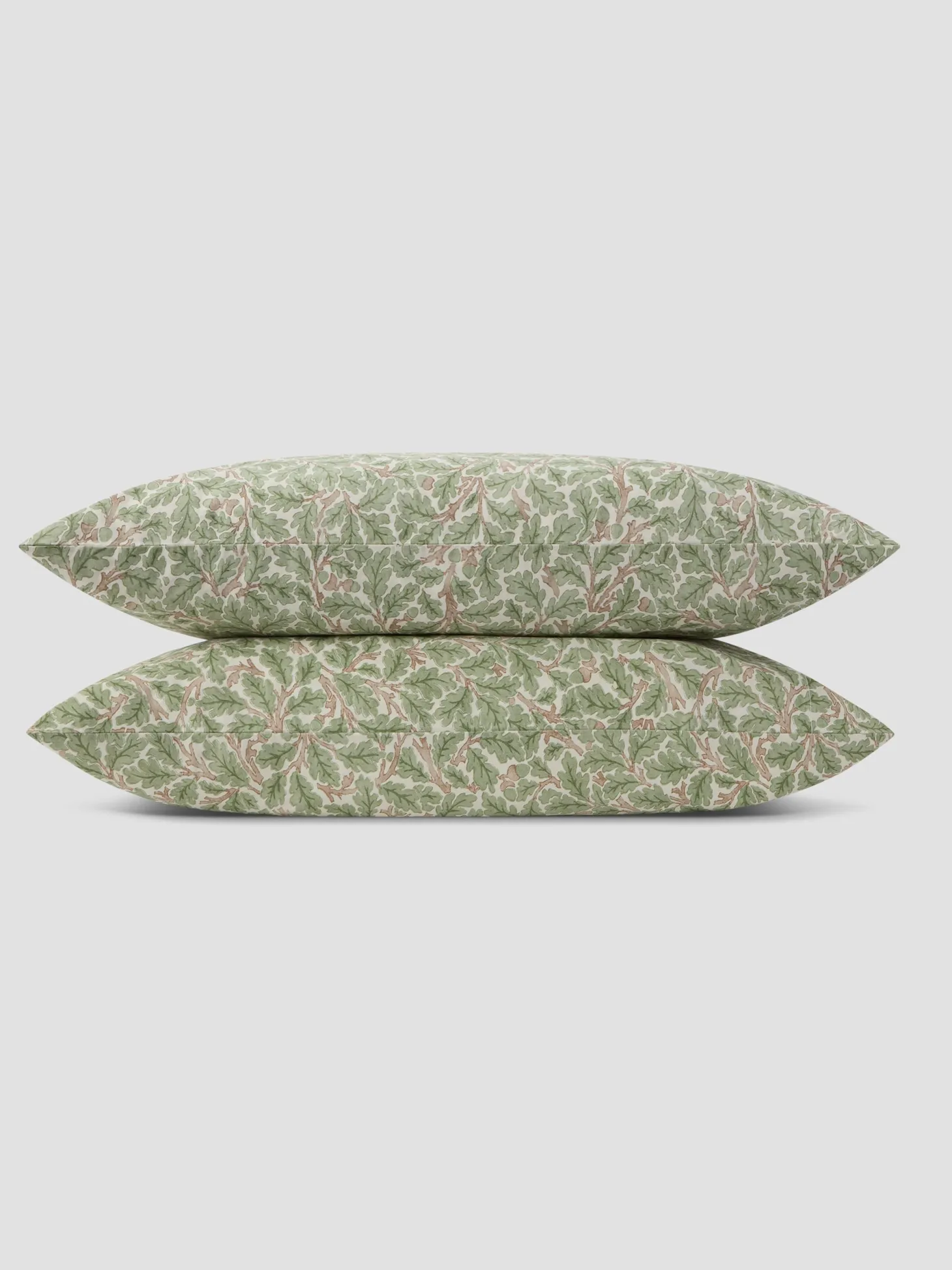 Leafy Arbour Oak Washed Cotton Percale Pillowcases (Pair)