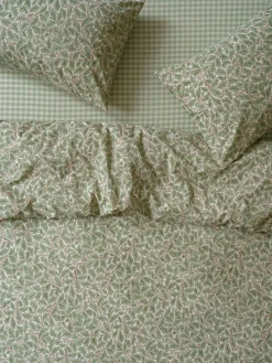 Leafy Arbour Oak Washed Cotton Percale Duvet Cover