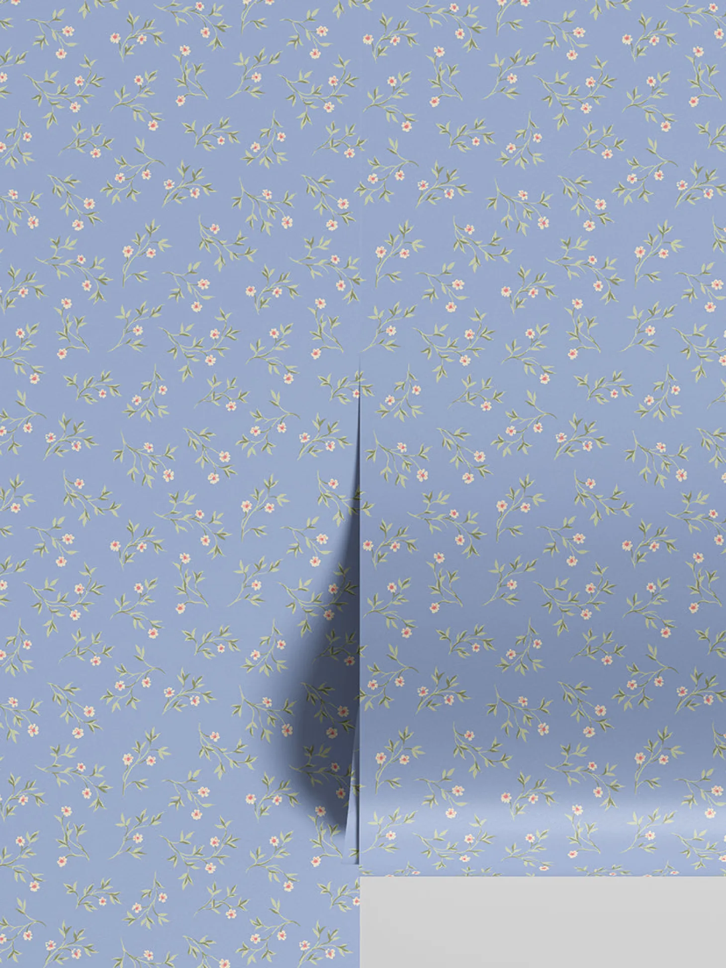 Meadow Blue Spring Sprig Wallpaper