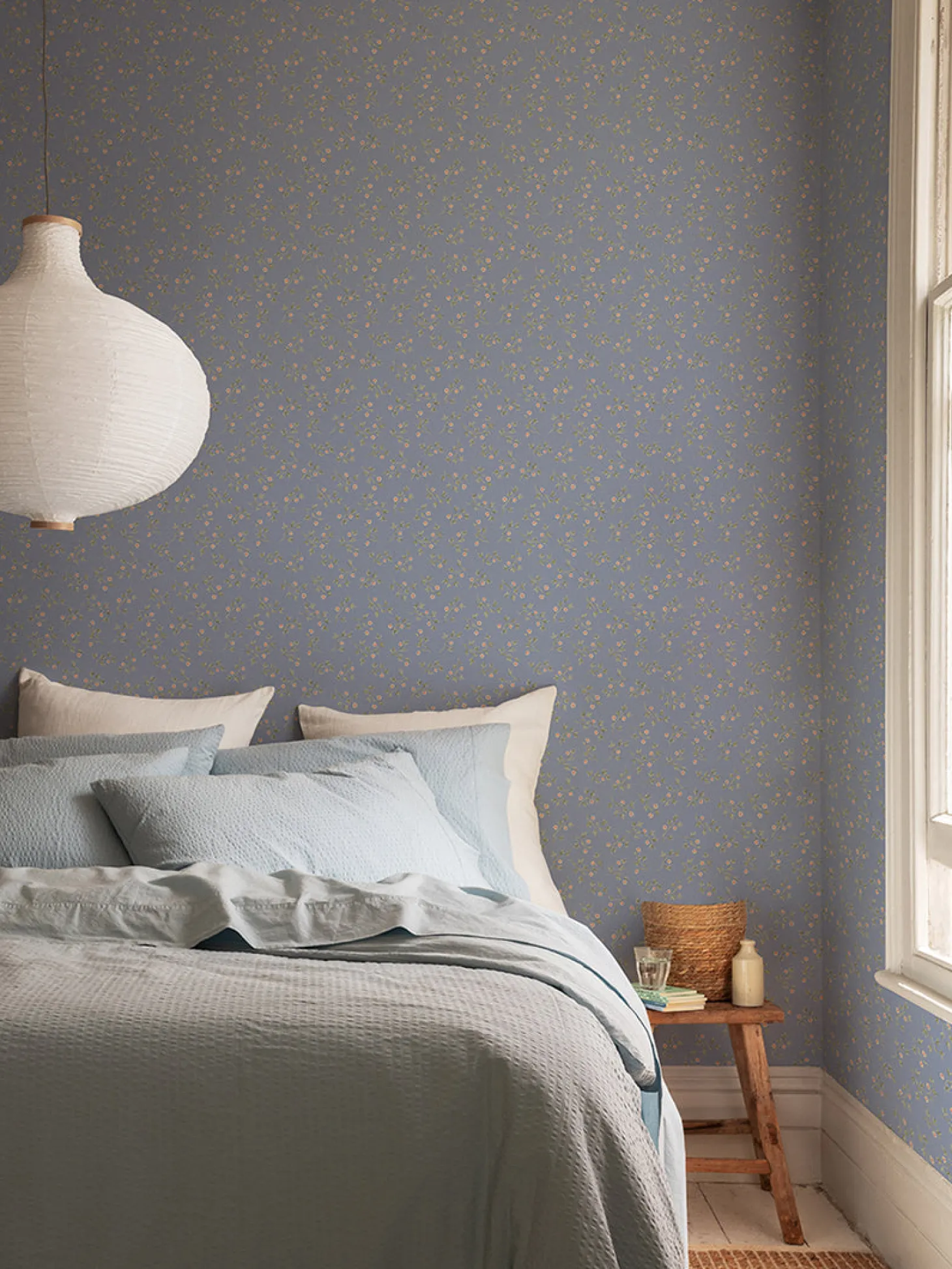Meadow Blue Spring Sprig Wallpaper