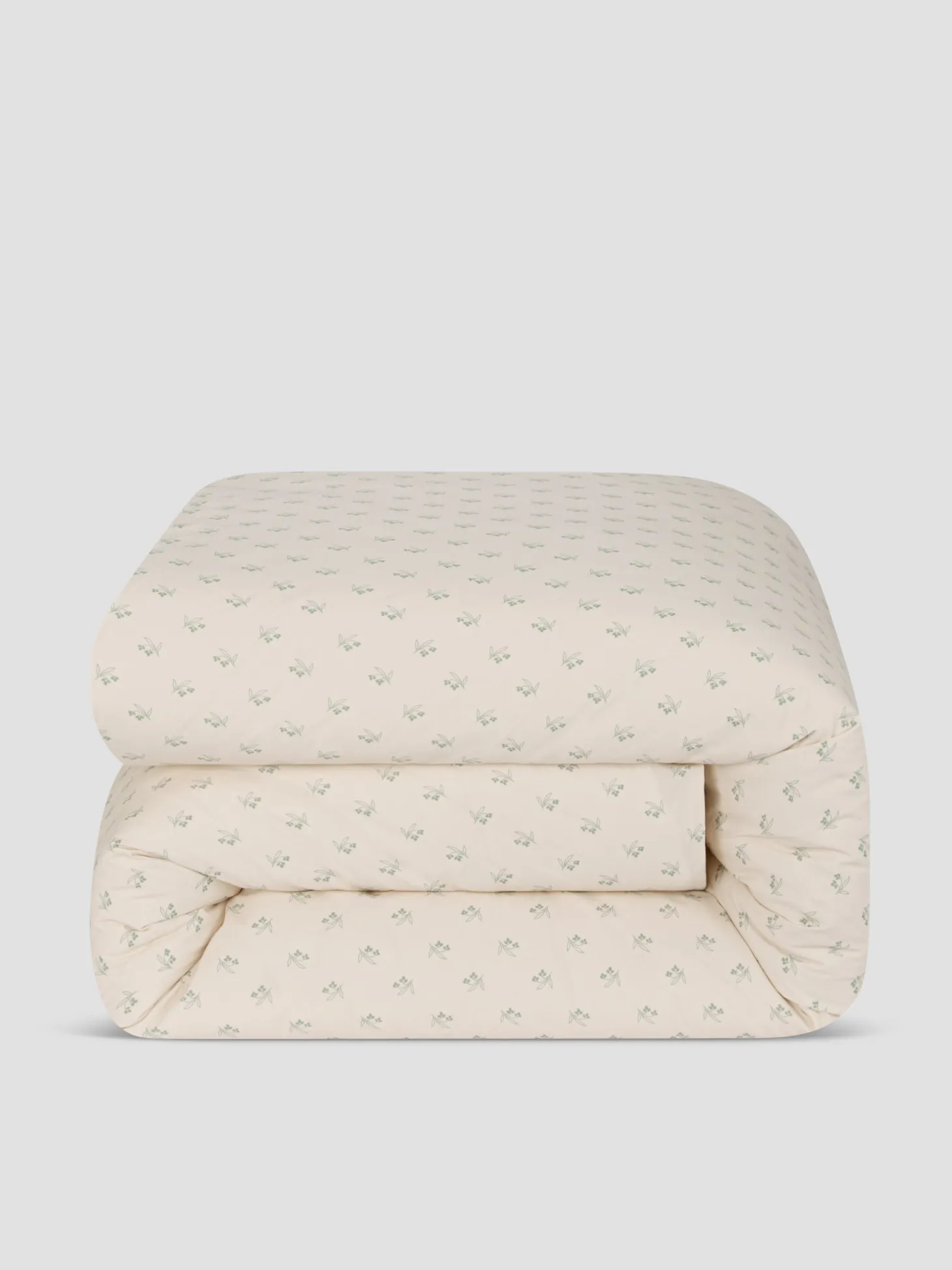 Mellow Green Martha Floral Cotton Duvet Cover