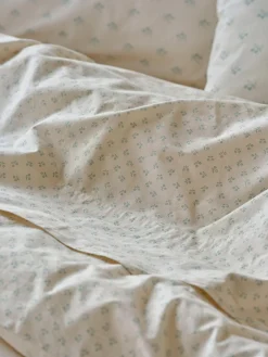 Mellow Green Martha Floral Cotton Flat Sheet