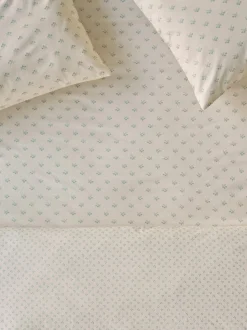 Mellow Green Martha Floral Cotton Fitted Sheet