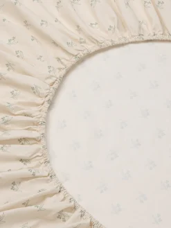 Mellow Green Martha Floral Cotton Fitted Sheet