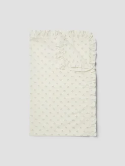 Mellow Green Martha Floral Frill Linen Blend Tablecloth