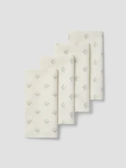 Mellow Green Martha Floral Linen Blend Napkins Set of 4