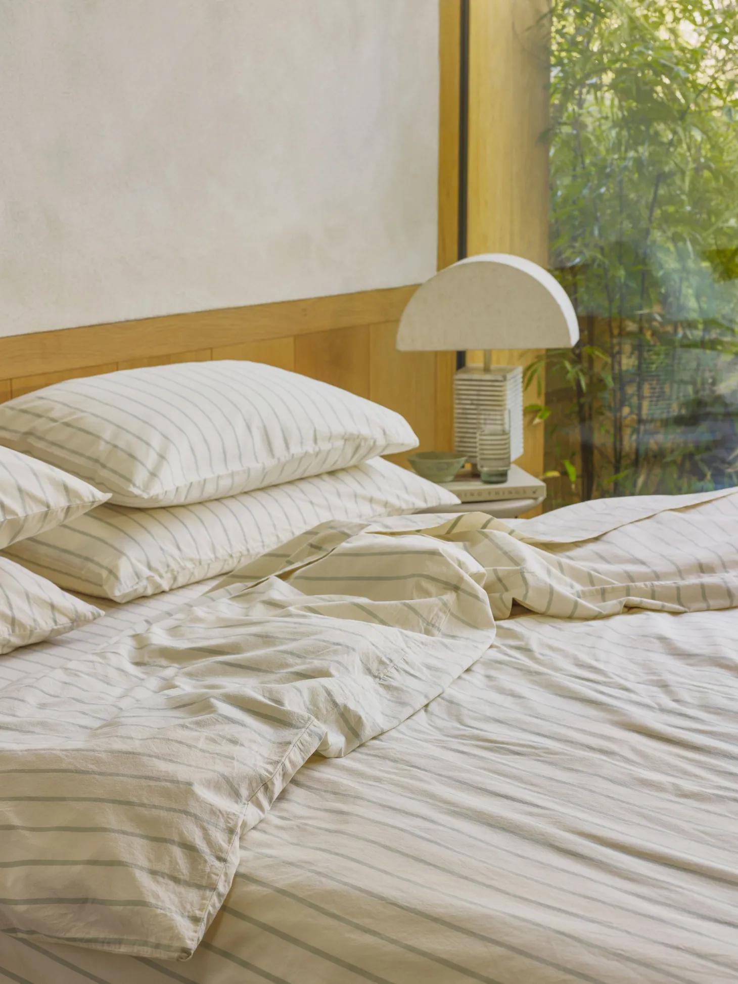 Mellow Green Slumber Stripe Cotton Duvet Cover
