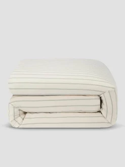 Mellow Green Slumber Stripe Cotton Duvet Cover