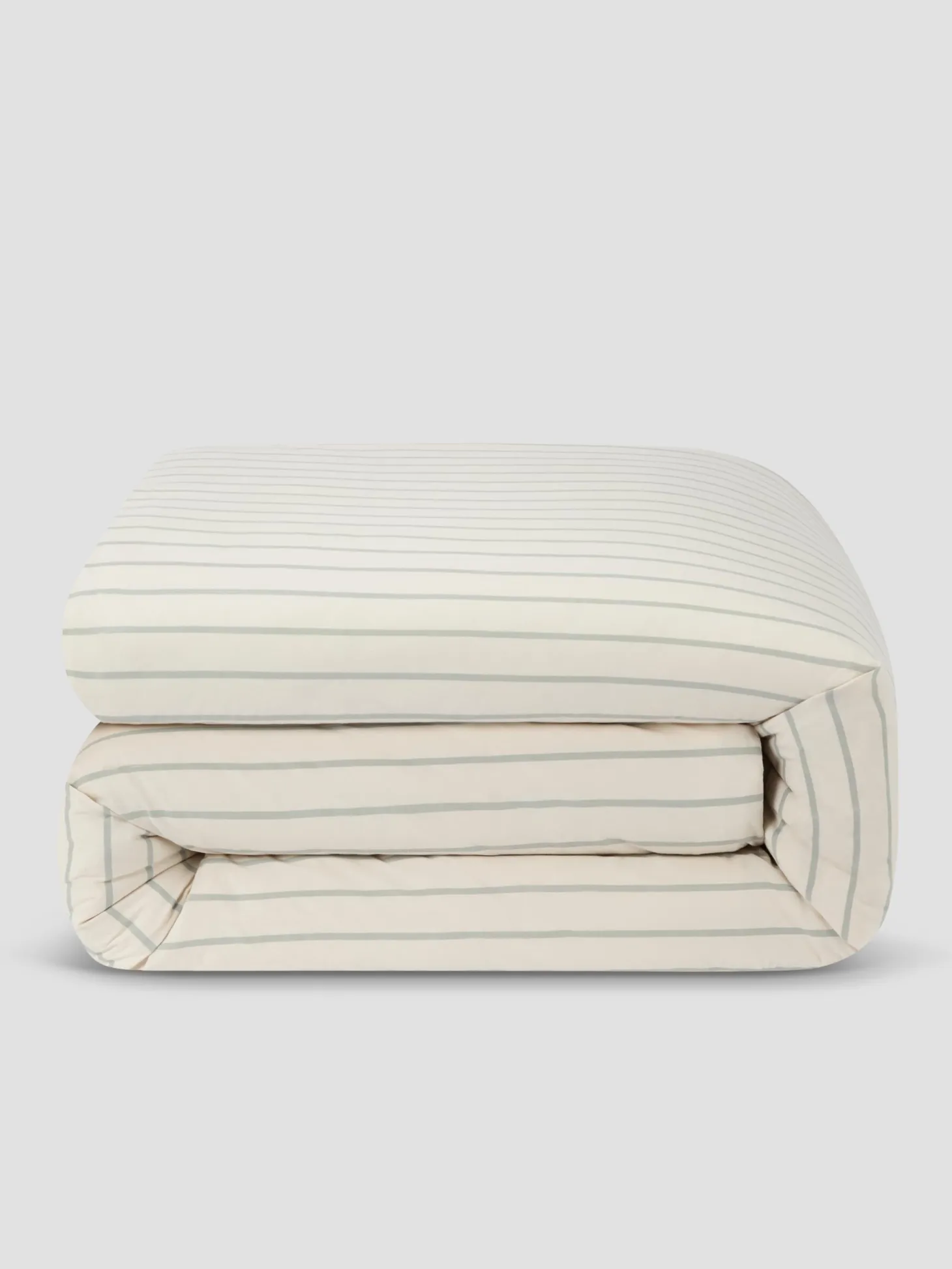 Mellow Green Slumber Stripe Cotton Duvet Cover