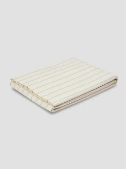 Mellow Green Slumber Stripe Cotton Flat Sheet
