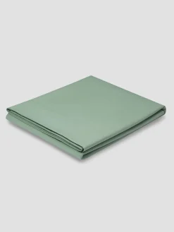 Mellow Green Washed Cotton Percale Flat Sheet