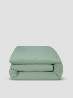 Mellow Green Washed Cotton Percale Duvet Cover