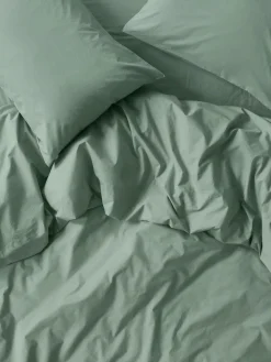 Mellow Green Washed Cotton Percale Duvet Cover