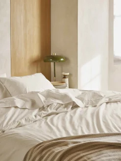Mindful Cream Washed Cotton Percale Duvet Cover