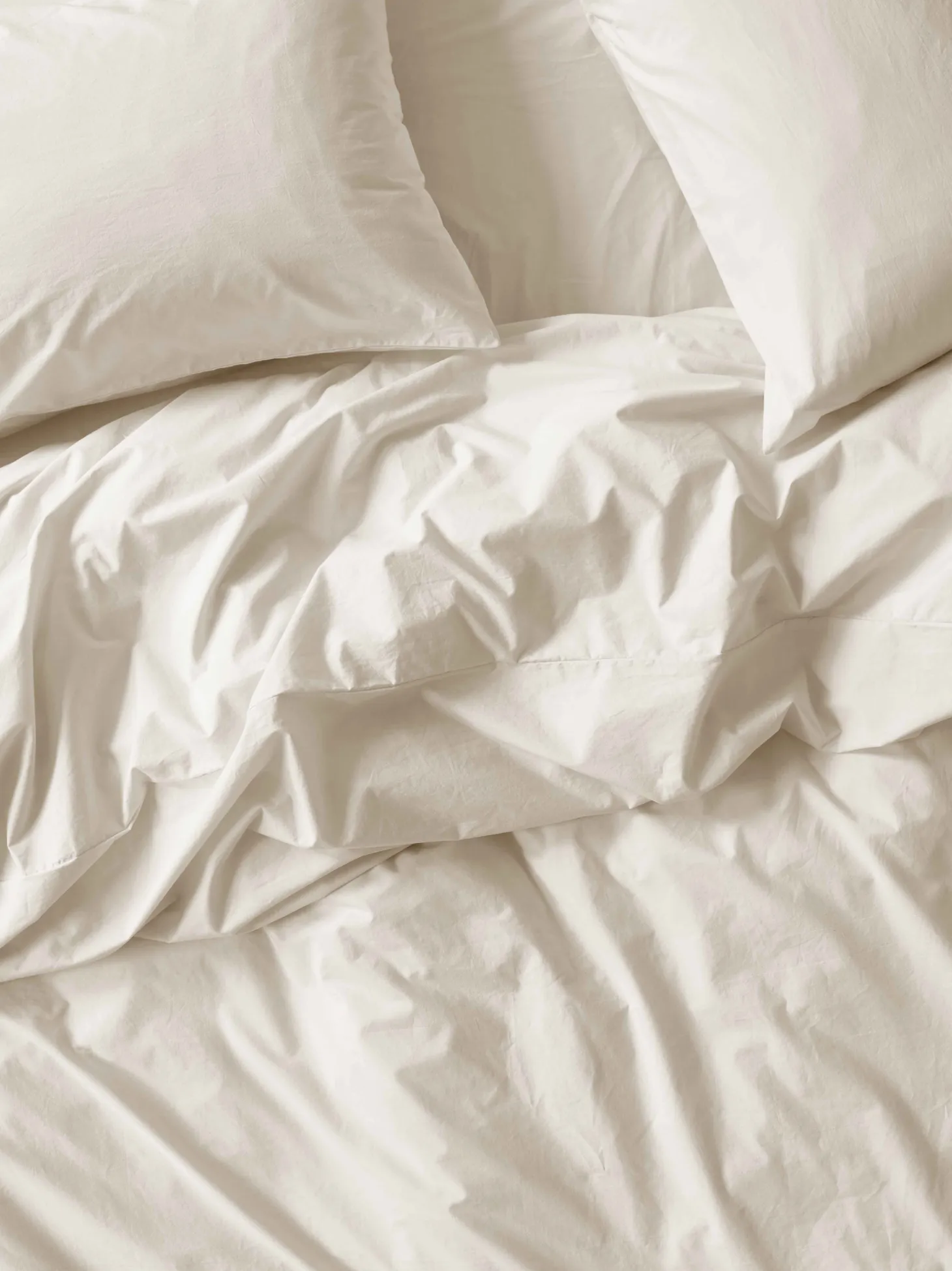 Mindful Cream Washed Cotton Percale Duvet Cover